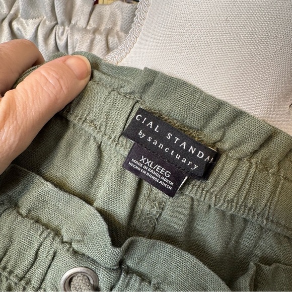 Sage Green Relaxed Fit Trousers with Adjustable Waist Size 2X - Picture 9 of 10